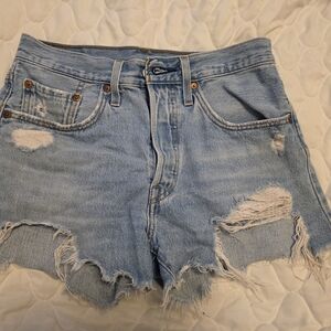 Levi's Light Blue Distressed Jean Shorts